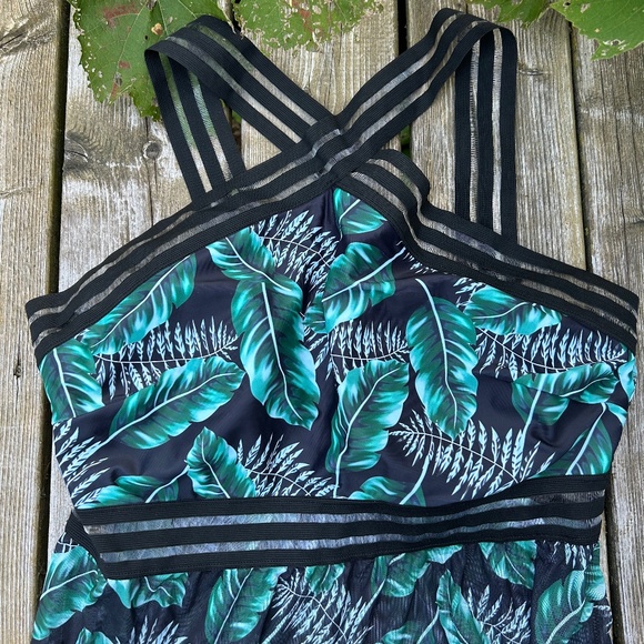 3XL SHEIN ⎮ NWOT Tropical print mesh tankini swimsuit - Picture 3 of 8